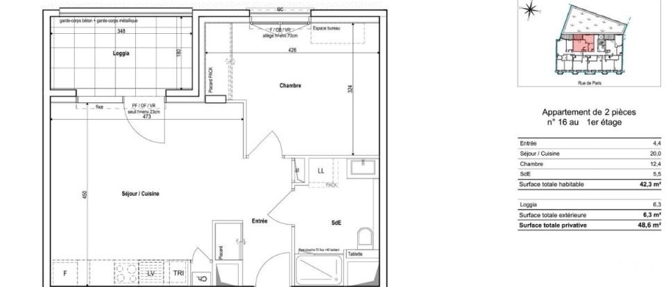 Appartement 2 pièces de 42 m² à Vichy (03200)