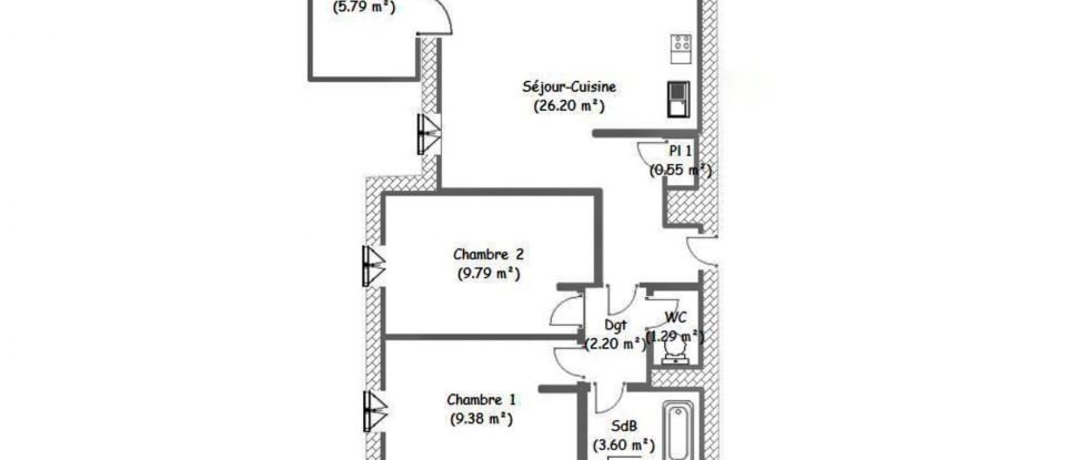 Appartement 3 pièces de 56 m² à Carcassonne (11000)