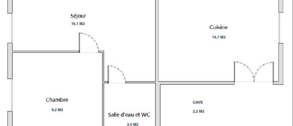 Appartement 2 pièces de 43 m² à Pornic (44210)