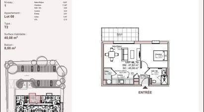 Apartment 2 rooms of 45 m² in Carentan les Marais (50500)