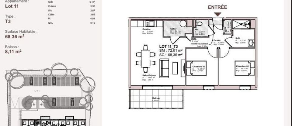 Apartment 3 rooms of 68 m² in Carentan les Marais (50480)