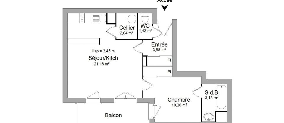 Appartement 2 pièces de 42 m² à Auzeville-Tolosane (31320)