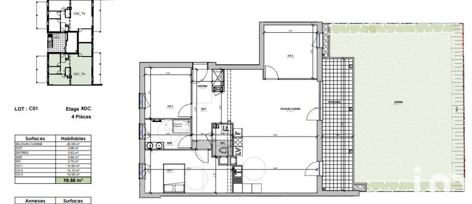 Apartment 4 rooms of 99 m² in Strasbourg (67100)