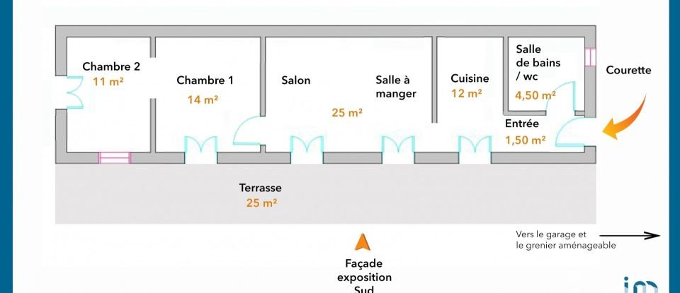 House 3 rooms of 69 m² in Cognac (16100)