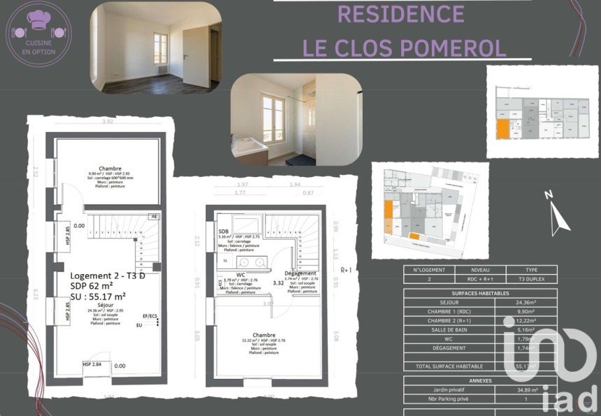 Appartement 3 pièces de 55 m² à Libourne (33500)