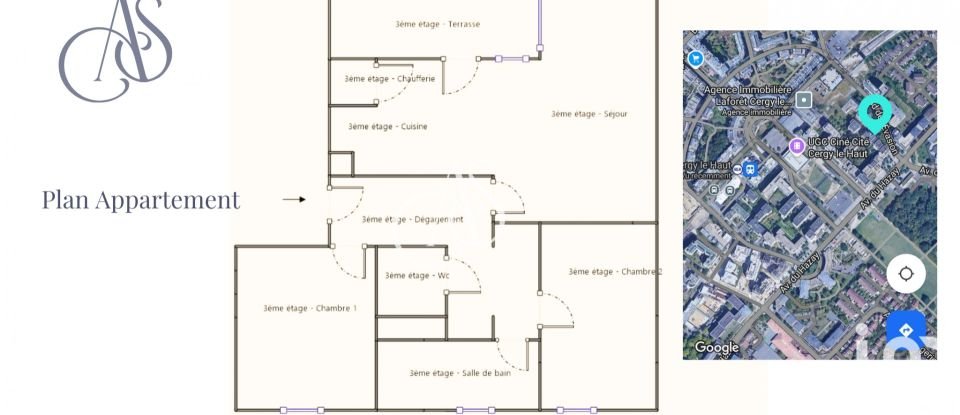 Apartment 3 rooms of 63 m² in Cergy (95800)