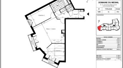 Apartment 3 rooms of 67 m² in Le Blanc-Mesnil (93150)