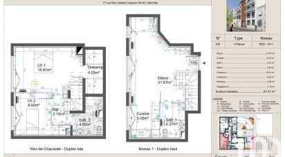 Duplex 3 pièces de 67 m² à Alfortville (94140)