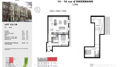 Apartment 3 rooms of 82 m² in Lille (59000)